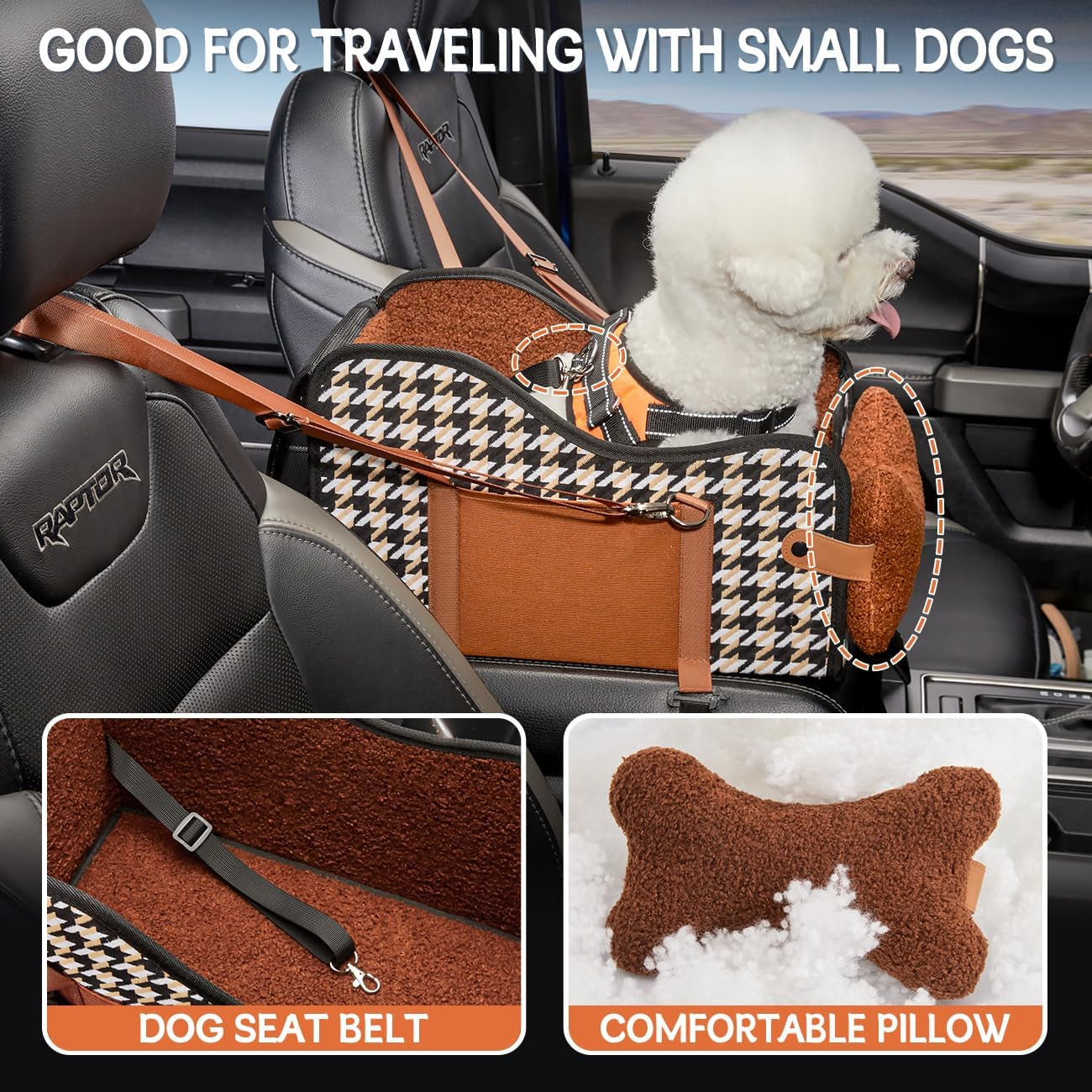 Center Console Dog Car Seat,Pet Puppy Car Seat,Middle Console Dog Armrest Booster Seat for Small Dogs