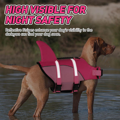 Ripstop Shark Dog Jacket with Superior Buoyancy and Rescue Handle, Adjustable Dog Vest for Swimming and Boating, Pet Flotation Vest for Small to Large Dogs