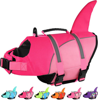 Ripstop Shark Dog Jacket with Superior Buoyancy and Rescue Handle, Adjustable Dog Vest for Swimming and Boating, Pet Flotation Vest for Small to Large Dogs